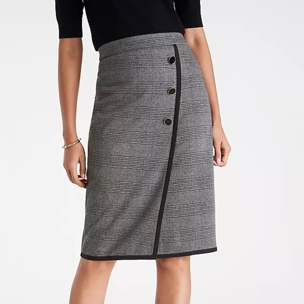 Ann Taylor Gray Wrap Pencil Skirt Knee-Length